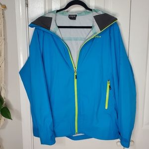 Solaris Men's Wind/Rain Jacket - Large - Aqua and Green